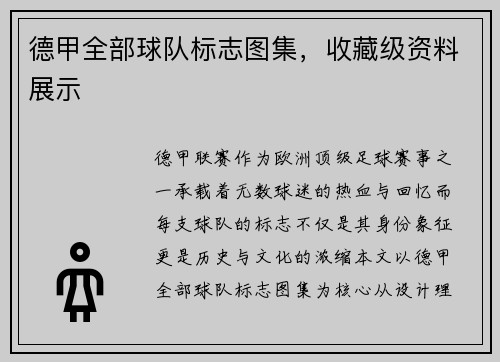 德甲全部球队标志图集，收藏级资料展示